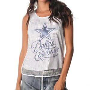 NWT Dallas Cowboys Wild Collective All Over Stud Tank White Silver Size 2XL